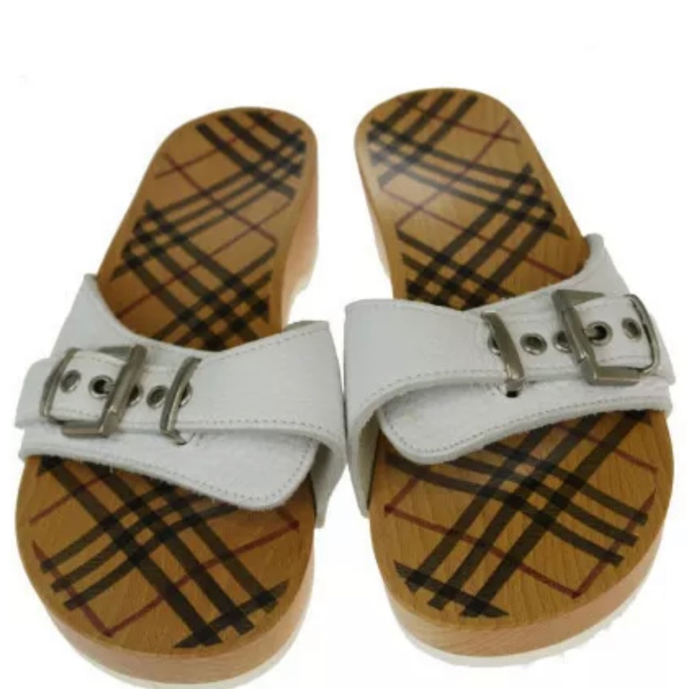 NEW BURBERRY Clog Style Wooden Sandals EU 36.5